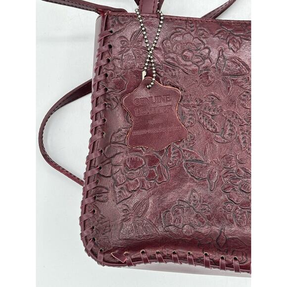 Genuine Leather Burgundy Satchel for Women Top Handle Handbag Crossbody VTG - Picture 3 of 9